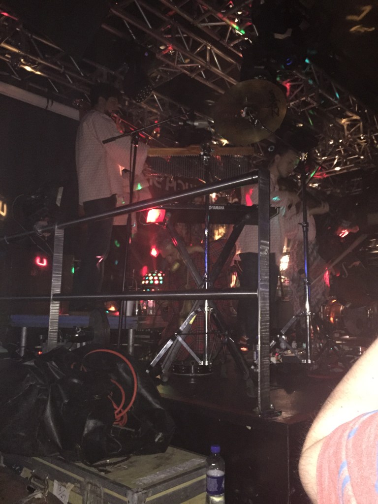 DeLaughter looking for his Dolphin Whistle - no actually just playing the bells under a Xylophone